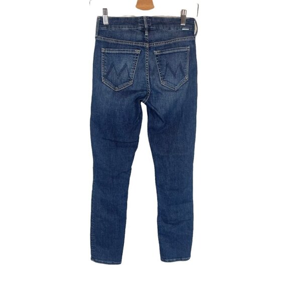 Mother The Looker Crop Skinny Jeans Blue Denim On The Edge Size 24 - Picture 10 of 10